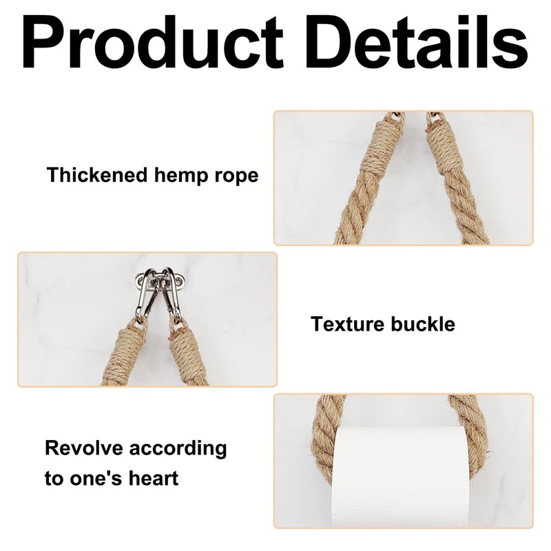 Uskerb Rope Toilet Roll & Towel Holder - Handmade Jute