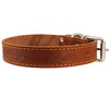 Genuine Leather Dog Collar Barb Wire Pattern Brown 4 Sizes