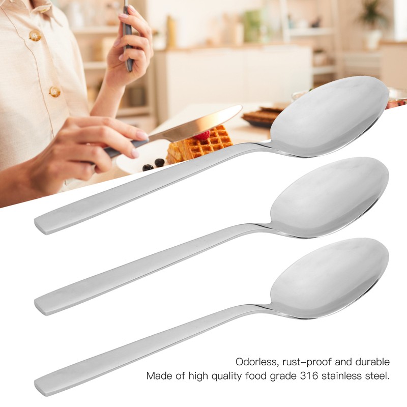 12Pcs Long Handle Dessert Spoon 316 Stainless Steel Soup Coffee