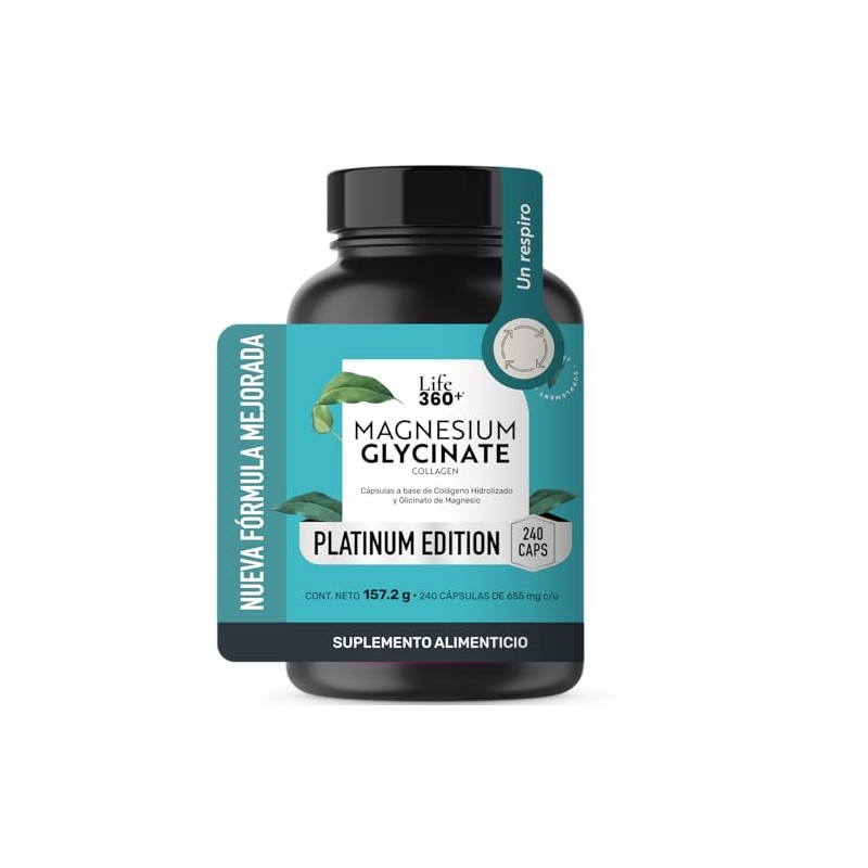 Life 360 Glicinato Magnesio 240 Cápsulas 655 Miligramos Colágeno Hidrolizado