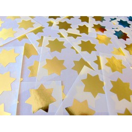 25mm (1") Star Shape Colour Code Stickers - Packs of 90 Large Coloured Stars Sticky Labels - 32 Colours Available (Shiny Gold)