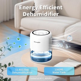 Windangel 44oz(1.3L) Small Dehumidifier for Home, Auto-Off Quiet Portable Dehumidifier with 3 Modes, 10 Color Lights, 4 Timer Settings for Bedroom Bathroom Closet (215 sq.ft)