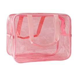 TotePrint Transparent Waterproof Vinyl Handbag Makeup Waterproof Shoulder Tote Bag 11.8'' ×5.12'' ×8.26'', Light pink, Modern