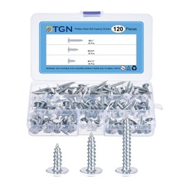 sourcing map 120Pcs #8×1/2" to 1" Phillips Head Self Tapping Screws Kit, Carbon Steel Flat Head High-Strength Quick Tapping Screws Wood Screw for Wood, Metal, Plastic