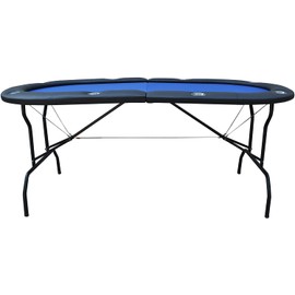 INO Design Poker 73 Light Series Poker Table with Padded Rails Cup Holders Felt Foldable Legs, Blue