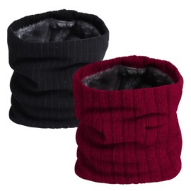 XNIVUIS Pack of 2 Winter Neck Tube Men's Ski Scarf Men's Tube Scarf Neck Warmer Face Scarf Multifunctional Scarf Windproof Circle Loop Scarves for Women, Black, Burgundy