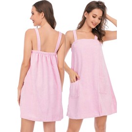 Women’S Spa Body Wrap for Shower and Bath with Pockets, Fast Dry and Absorbing (XL,Pink)