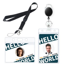 Uniclife 2 Pack ID Badge Holder Vertical & Horizontal Soft Card Holder with Retractable Badge Reel Carabiner & Removable Lanyard Waterproof Card Protector Case for Office School Nurse