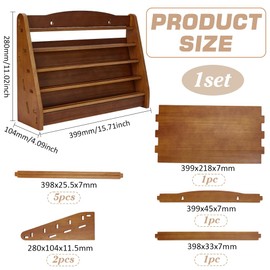 FINGERINSPIRE Challenge Coin Display Case 39.9x10.4x28cm 5 Rows Wooden Challenge Coin Wall Display Stand Military Coin Holder Army Coins Rack Wall Mount Coins Collection Rack Stand for Award Coins