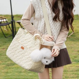 Dog Travel Bag, Dog Carriers for Small Dogs, Soft Puppy Purse Carrier 0-15 lbs with Pockets Breathable Mesh, Lightweight Cat Kitty Rabbit Tote Bag, Collapsible Pet Carrying Bags for Traveling Vet