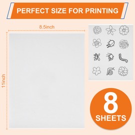 FURWEY 8PCS 8.5"x11" Sticky Water Soluble Embroidery Stabilizer Printable Paper Wash Away Stabilizer Allowed for Print or Draw Patterns Medium Weight for Hand & Machine Embroidery
