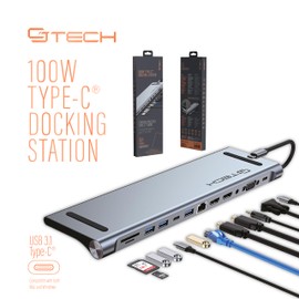 USB C Docking Station 12-in-1 Laptop Hub with Dual 4K HDMI - USB-A & C Ports Gigabit Ethernet Audio and SD Slots - Universal Dock for Mac & Windows