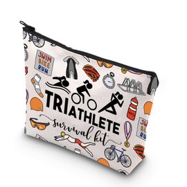 Triathlon Gift Triathlete Survival Kit Gift for Female Male Triathlete Themed Zipper Bag Gift (Triathlete CA)
