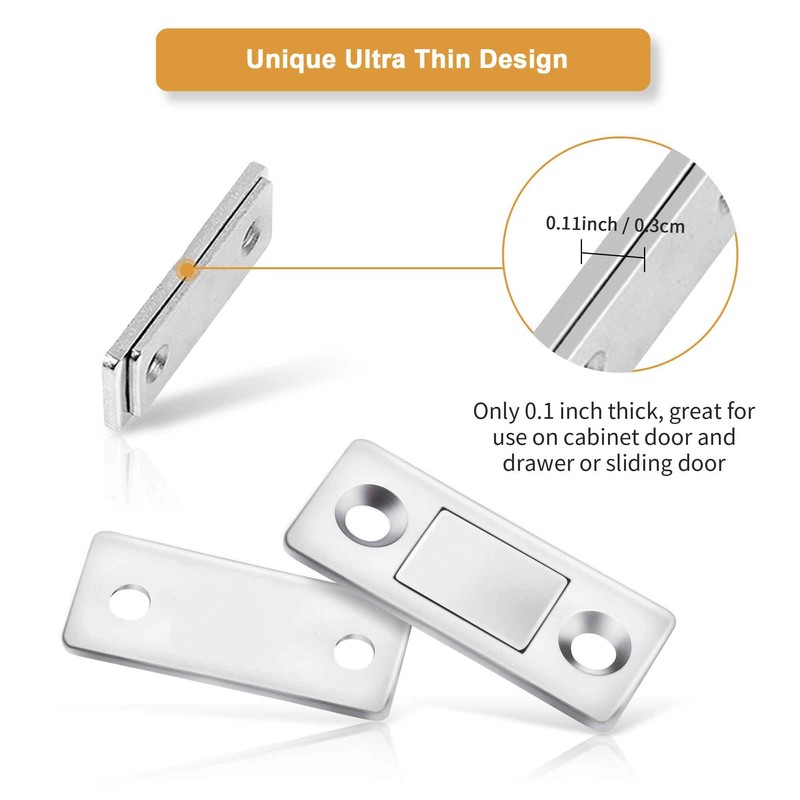 Ultra Thin Magnetic Door Catch with Screws, Drawer Magnet Catch