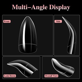 BHOOKA 100 Pcs Medium Stiletto Press on Nails Kit,Soft Gel Pre-Shaped Acrylic Nail Tips Eagle Claw Designs Glue on Nail Glossy Extension Tips Manicure Home DIY 10 Sizes Gelly Tips