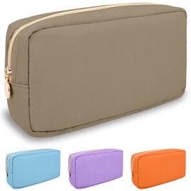 izuzta - Organizador de bolsa de maquillaje de nailon para viajes, bonita bolsa para monedas, Caqui, Pequeño