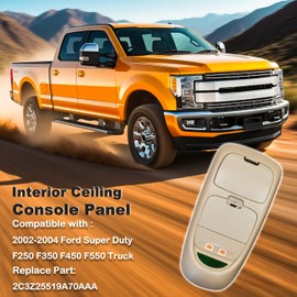 YURLOCY Overhead Console Assembly w/o Sunroof Compatible with 2002-2004 Ford Super Duty F250 F350 F450 F550 Replaces 4C3Z25519A70AAA 4C3Z-25519A70-AAA Interior Ceiling Console Panel (TAN)
