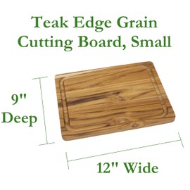 Lipper International 7215 Teak Wood Edge Grain Kitchen Cutting and Serving Board, Small, 12" x 9" x 5/8"