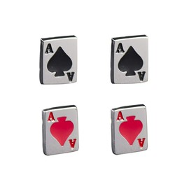 gShopVV Set of 2 Stainless Steel Poker Aces Stud Earrings for Playing Cards Game Gambling Jewelry