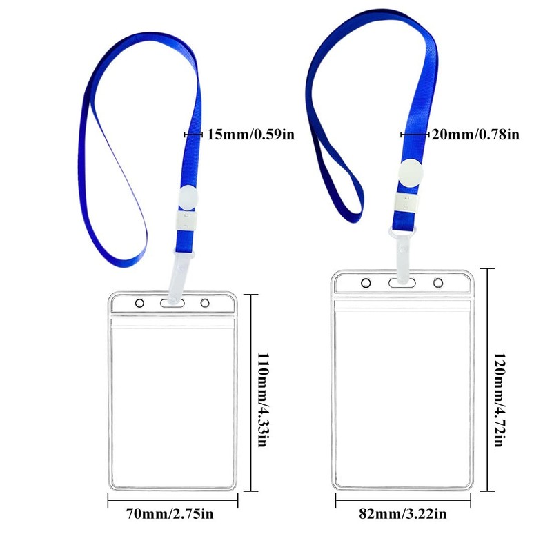 SIOPPKIK Waterproof ID Card Sleeves with Lanyard, Transparent PVC ID