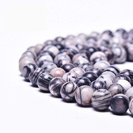 Asingeloo Natural Black Net Jasper Gemstones Beads for Jewelry Making Round Loose Spacer Stone Beads 8mm 15" a Strand Gems Stone Beads for DIY Bracelets Necklace
