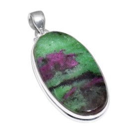 Silver Palace Natural Ruby Zoisite Gemstone 925 Sterling Silver Pendant For Women & Girls, Metal, ruby zoisite