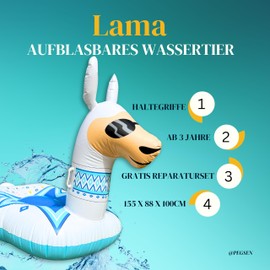 XXL Swimming Animal - Llama - Air Mattress for Water - Pool Toy for Children - Inflatable Animals for the Pool - Water Animals Inflatable - Swimming Animals for the Pool - Pool Animals