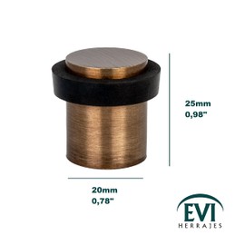 EVI Door Stops |Leather Brass Door Stopper - Screw Fastening - Rubber Protector - 0.79 x 0.99 Inch Door Stop