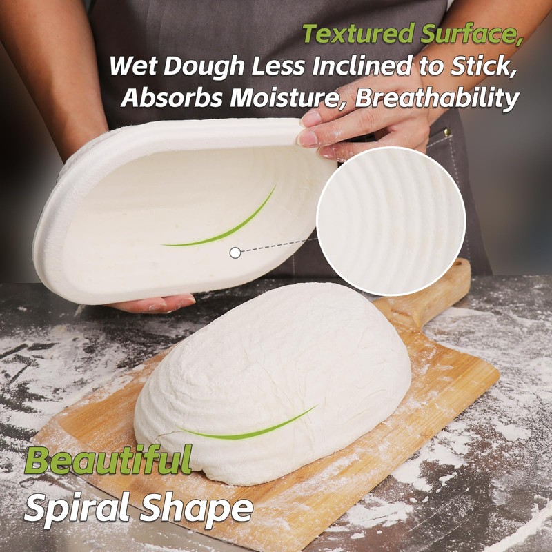 6pcs Round and Oval Pulp Bread Proofing Basket Sourdough Banneton