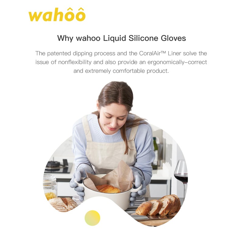 wahoo Professional Liquid Silicone Oven Mitts Gloves, Heat Resistant Gloves