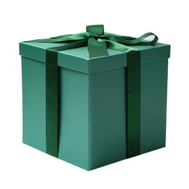RUSPEPA Medium Birthday Gift Box with Lids, Ribbon and Tissue Paper, Collapsible Gift Box - 1 Pcs, 9x9x9 Inches, Green
