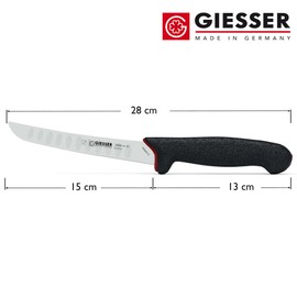 Giesser seit 1776 - Made in Germany - Ausbeinmesser rutschfest PrimeLine, Klinge mit Kullen 15 cm, schwarz, scharfes Metzgermesser spülmaschinenfest, rostfrei