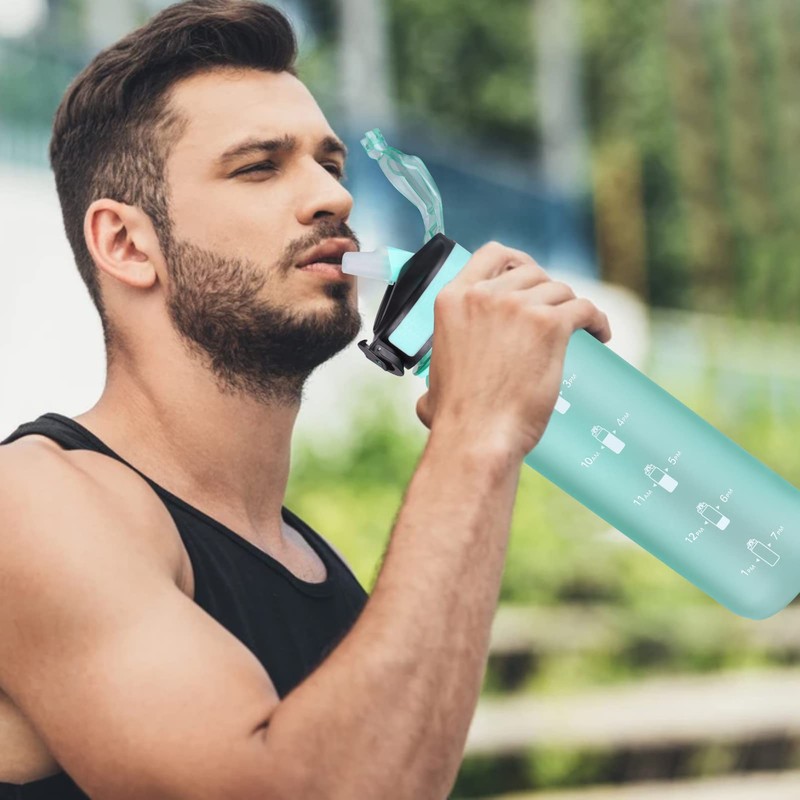 Navtue 1L Water Bottle with Straw,Sports Drinks Bottle with Time