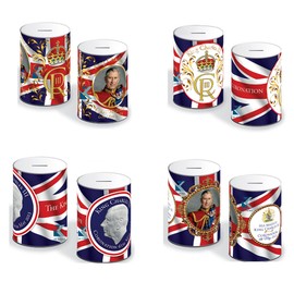 4 x KING CHARLES III MONEY TIN -Piggy Bank, LIMITED EDITION CORONATION Coin Tin, Cash Tin, Saving Tin, Money Box, Birthday Money, Holiday & Christmas Fund (4 KING CHARLES III)