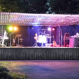 Willinglong 16 ft x 28 Inch Stage Skirting Portable Stage Skirt Cloth Shirred Pleat Stage Cover for Wedding Platform(Black)