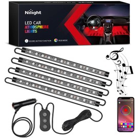 Nilight RGB LED Car Interior Stripe Light with APP Control Multicolor Music Sync Mode Waterproof Car Under-Glow Lighting Lamp Kits Universal Cars Truck ATV UTV,2 Years Warranty