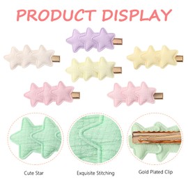 Baby Girls Hair Clips, [20 Pieces 10 Colors] Nonslip Hair Barrettes for Kids Fine Handmade Star Toddler Hair Accessories with Alligator Clips for Newborn Infant Toddlers Baby Girls Kids Teens