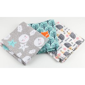 FENSILO Molleton Cloths, Burp Cloths Baby - Pack of 3 - 80 x 80 cm - Burp Cloth - 100% Cotton Flannel White, Colourful - Molleton Cloth Unisex - Burp Cloths for Boys or Girls