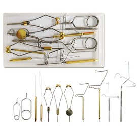 Fly Fishing Tying Tool Kit Including with Bobbin Finisher Scissors Hackle Hair Stacker Fly Fishing Tying Tools Set (11pcs Fly Tying Tools Kit)