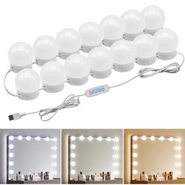 DLOMT LED Vanity Lights - Adjustable Color Temp & Brightness,14 Dimmable Bulbs for Dressing Mirror Lighting