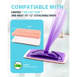 Power Scrubbing Reusable Mop Pads for Swiffer WetJet Mops (12 Pack), Wet Jet Refills, Washable Microfiber Mop Pads for Floor Cleaning Wet Dry Use