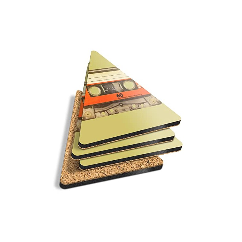 4 x Triangle Coasters - Retro Cassette Tape Music Mix