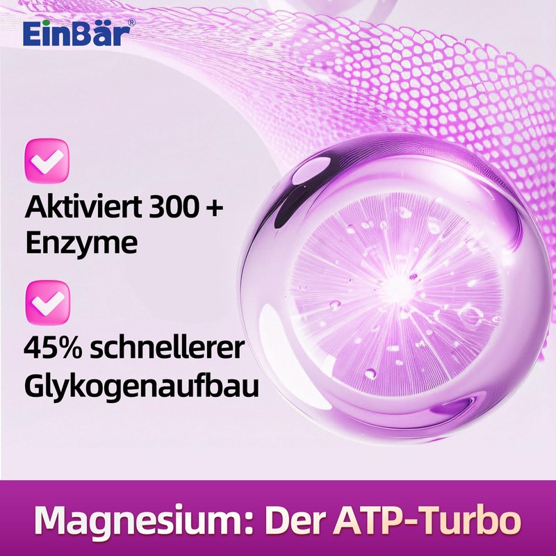 EinBär Magnesium Komplex: Hoch bioverfügbarer 4-fach Komplex (Trimagnesiumcitrat u.a.) 400mg,
