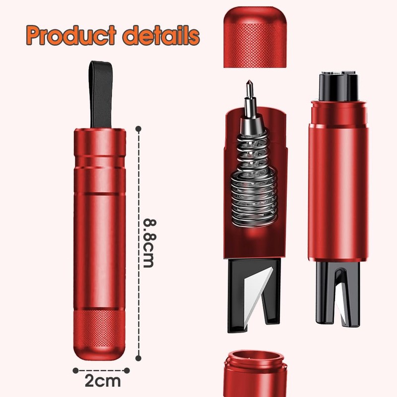 Chamgeco 2PCS Car Glass Breaker with Seatbelt Cutter, Portable 2-in-1