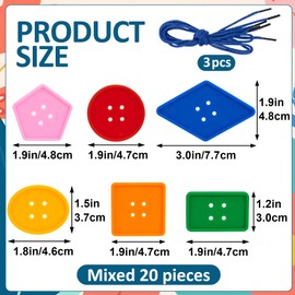 PAGOW 23pcs Large Buttons for Crafts, Colorful Buttons with Threading Rope