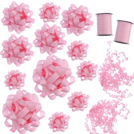 WWTIANFC 16 PCS Gift Bows,Bows for Gift Wrapping and Presents,Christmas Bows,for Parties, Birthdays, Weddings or Other Holidays. (Pink)