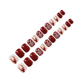 Beavorty 72pcs Christmas Fake Nails Beautiful Holiday Press Nail Tips for Festive Parties for Women and Girls Full Cover Manicure Decor