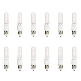 Satco S1916-12PK Halogen T4 Mini-Candelabra Light Bulb, 100 Watts, 2700K, Frosted (12 Pack)