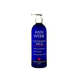 Ann Webb Facial Milk Cleanser - Gentle Daily Face Wash for All Skin Types. Thick, Hydrating, Moisturizing Cleanser w/Lactic Acid AHA Nourish & Rejuvenate 16oz