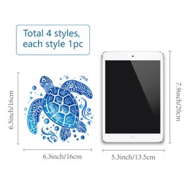 GORGECRAFT Pack of 4 16 cm Window Stickers with Sea Creatures Plastic PVC Summer/Ocean Motifs Turtles Fish Seahorse Octopus Double Sided for Home Window Doors Decoration Under The Sea